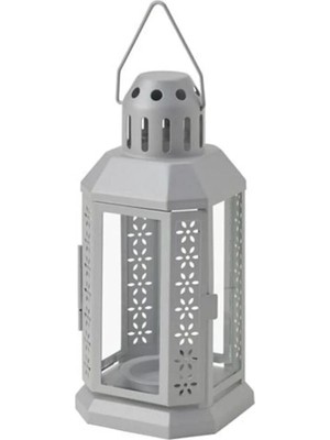St. Morritz Enrum 22 cm Lame Dekoratif Fener - Çelik Mumluk Şamdan