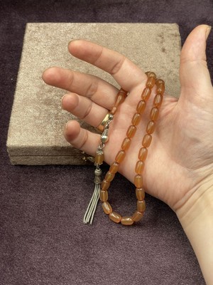 Lineacraft Alpaka Zincir Püsküllü Kapsül Kesim Turuncu Ateş Kehribar Tesbih (7X11 Mm)