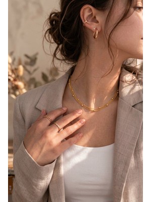Lykos Top Zincirli 14K Altın Renk Kaplama 50 cm Kadın Kolye