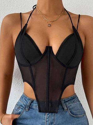 She Balenli Ince Askılı Fantezi Kadın Body