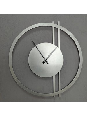 St. Morritz Double Line Metal Silver / Gümüş Duvar Saati - Ev / Ofis Saati - Hediye Saat - 100 x 97 cm