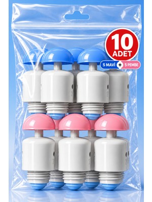 Hilal Kimya Depolu Sabunluk Sistemi Musluğu 10 Lu Paket - Butonlu Musluk Aparatı Pembe-Mavi