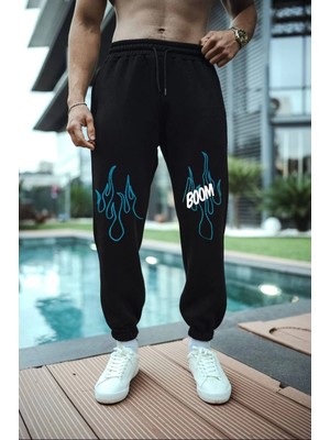 3 Üç Iplik Baskılı Eşofman Pantolon - Siyah