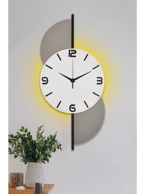 St. Morritz Dekoratif Ahşap Işıklı Beyaz Duvar Saati Büyük Boy 30X65 cm Ledli Duvar Saati - Perla