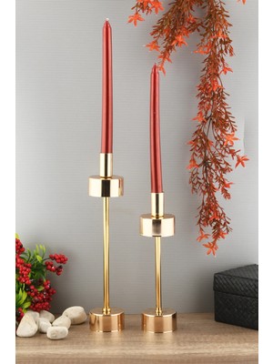 St. Morritz Burj 2'li Şamdan Gold Kaplama Dekoratif Metal Mumluk Şamdan Seti