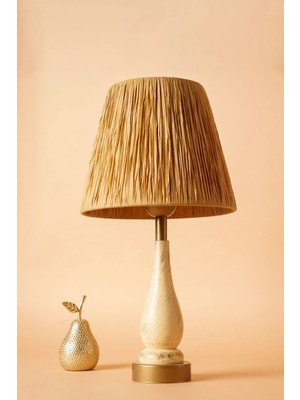 St. Morritz Palmıer Handmade Ahşap Abajur Krem