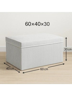 St. Morritz Mega Boy Çok Amaçlı Saklama Kutusu,kutu Hurç,organizer Kutusu Gri Çizgili Desen 60X40X30 cm