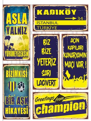 St. Morritz Sarı Lacivert 6li Ahsap Tablo Pano 10X20CM