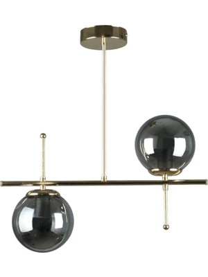 St. Morritz Çello Modern Tasarım - Metal Gold Renk Füme Camlı Yemek Masası Üstü -Salon 2 Li Avize