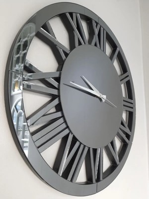 St. Morritz Circle Smoked Model Füme Renk 60 cm Dekoratif Aynalı Duvar Saati