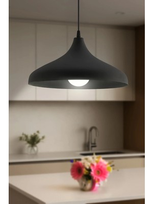 St. Morritz Kaizer Siyah 36 cm Modern Avize Sarkıt Rustik Mutfak Kuaför Cafe Lamba Dekoratif Aydınlatma