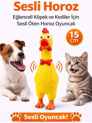 Belirtilmemiş Sesli Horoz Eğlenceli Köpek ve Kediler Için Sesli Öten Horoz Oyuncak 15 cm