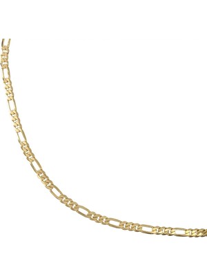 Zeino Figaro Zincir Kolye  - 14K Altın Kaplama - 50 cm (5 Mm)
