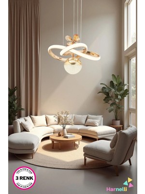 St. Morritz 3 Renk Yanabilen Şeker Camlı Modern Ledli Avize