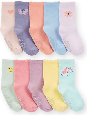Carter's Küçük Kız Çocuk 10LU Paket 2-4 Yaş Çok Renkli