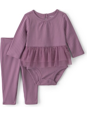 Carter's Kız Bebek Body Pantolon Set 3 Ay-24 Ay Mor