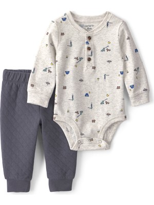 Carter's Erkek Bebek Body Pantolon Set 3 Ay-24 Ay Gri