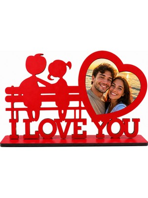 Belirtilmemiş Kişiye Özel Fotoğraflı I Love You Masaüstü Çerçeve – Sevgiliye Romantik Kalp Hediye