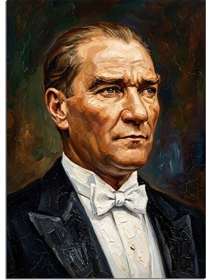 Artmeg Smokinli Mustafa Kemal Atatürk Portresi Dekoratif Kanvas - Mdf Ahşap Tablo