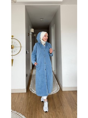 Esra Butik 🧥 Kadın Oversize Kapüşonlu Ince Tensel Kot Kap – 120 cm