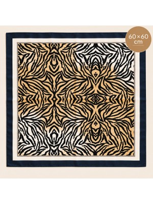 Aquasis Safari | Kadın Saten Desenli Kare Fular 60X60 cm