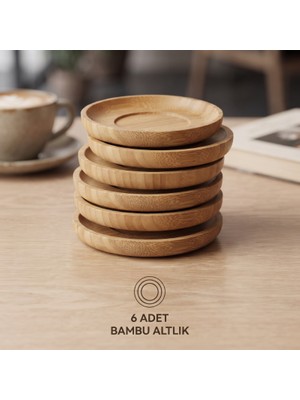 ForWhat Büro Ev Ofis Mutfağı Için 12PARÇA 150ML Bambu Bardak Altlığı Çift Çidarlı Cam Çay Seti