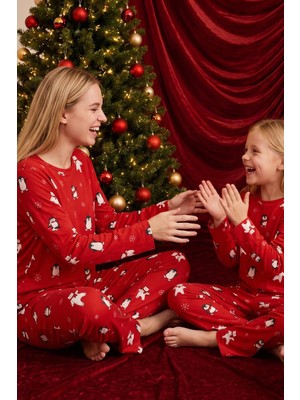 Siyah İnci Yılbaşı Temalı Desenli Termal Kumaşlı Ultra Soft Yumuşak Örme Pijama Takımı 26226920