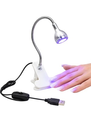 Tekno Hediye Powermaster  Uv Protez Tırnak Yapıştırma Para Kontrol Cob LED 5 Volt USB Masa Lambası Anahtarlı Beyaz