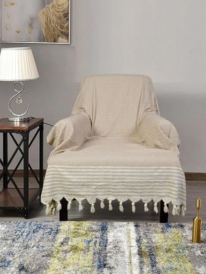 Brf Store Megsan Buldan Işi Kolları Örten Pamuklu Tekli Koltuk Berjer Örtüsü 180X150 cm Pamuk Dokuma (Vizon)