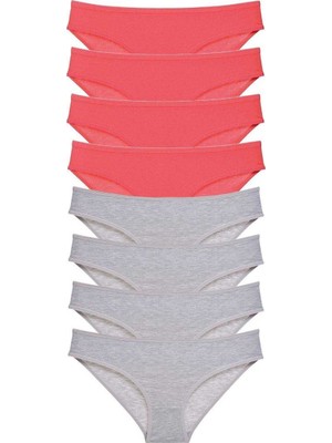 Royaleks 8 Adet Süper Eko Set Likralı Kadın Slip Külot Fuşya Gri