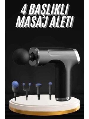 Mestore Şarjlı Masaj Tabancası 4 Başlıklı Mini Masaj Tabancası ve Masaj Aleti