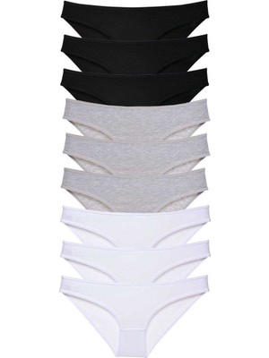 Royaleks 9 Adet Süper Eko Set Likralı Kadın Slip Külot Siyah Gri Beyaz