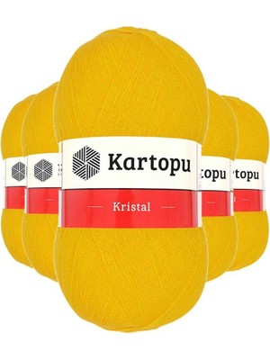 Royaleks Group 5 Adet Kristal Çift Katlı El Örgü Lif Ipi Koyu Sarı K320