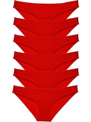Royaleks 6 Adet Süper Eko Set Likralı Kadın Slip Külot Kırmızı