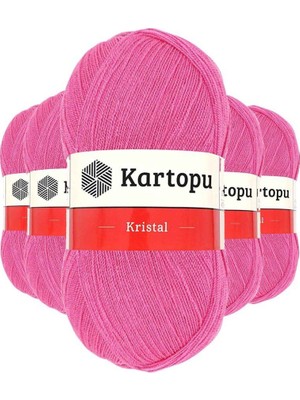 Royaleks Group 5 Adet Kristal Çift Katlı El Örgü Lif Ipi Şeker Pembe K772