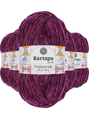 Royaleks Group 5 Adet Yumurcak Kadife El Örgü Ipi Mürdüm K726