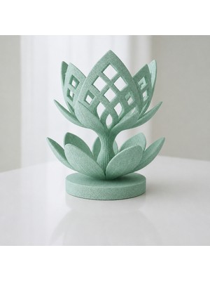 Brf Store Megsan Lotus Çiçeği Mumluk – 3D Baskı Dekoratif Tealight Mumluk-Mint