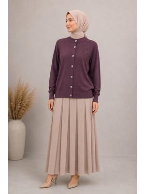 Nuss Işlemeli Hırka NS-27K600 Mürdüm