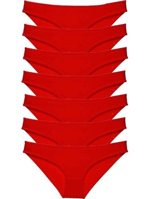 Royaleks 7 Adet Süper Eko Set Likralı Kadın Slip Külot Kırmızı
