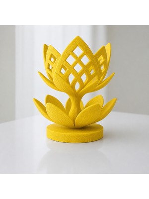 Brf Store Megsan Lotus Çiçeği Mumluk – 3D Baskı Dekoratif Tealight Mumluk-Sarı