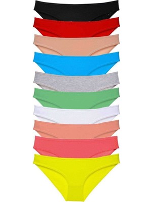 Royaleks 10 Adet Süper Eko Set Likralı Kadın Slip Külot Çok Renkli