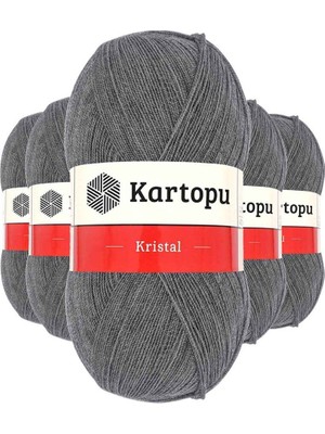 Royaleks Group 5 Adet Kristal Çift Katlı El Örgü Lif Ipi Orta Gri K1002
