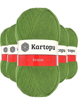 Royaleks Group 5 Adet Kristal Çift Katlı El Örgü Lif Ipi Açık Yeşil K442
