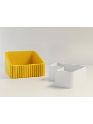 Brf Store Megsan Fıstık Kasesi – 3D Baskı Çift Hazneli Kabuk Ayırıcı Sunum Kasesi - Sarı Beyaz