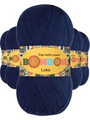 5 Adet Lüks Patik Ipi Yünü Lacivert 98244 - Bonbon Mudanis