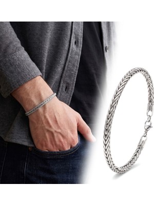 Mestore Tilki Kuyruğu Çelik Zincir Bileklik 4mm Yuvarlak 3168CZB2D1