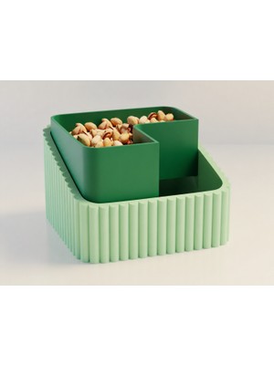 Brf Store Canarino Fıstık Kasesi – 3D Baskı Çift Hazneli Kabuk Ayırıcı Sunum Kasesi - Mint Yeşil
