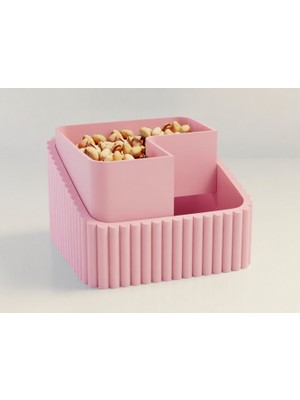 Brf Store Canarino Fıstık Kasesi – 3D Baskı Çift Hazneli Kabuk Ayırıcı Sunum Kasesi - Pembe Pembe