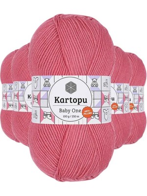 5 Adet Baby One Tüylenmeyen El Örgü Ipi Yünü Şeker Pembe K244 - Kartopu Mudanis
