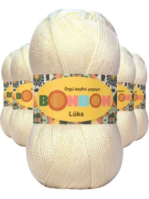 5 Adet Lüks Patik Ipi Yünü Krem 98272 - Bonbon Mudanis